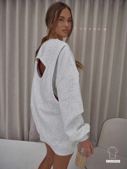 MUSERA Vestido de sudadera con escote abierto en la espalda, hombros descubiertos, elegante, lindo y sexy para salir de noche en otoño