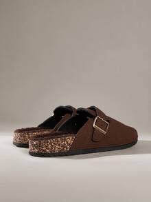 Solecia Women's Fashion Thick Sole Slippers, Round Toe With Square Buckle, Matching Shoes For Christmas - Coffee Brown - View 4