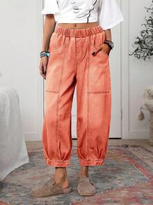 EMERY ROSE Quần Jeans Lantern Vintage Giặt Thường Size Lớn - trái cam - Xem 6