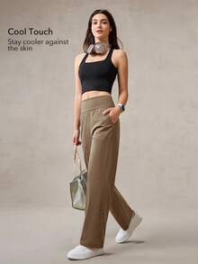 OutZeal Pantalones deportivos de pierna recta con bolsillos laterales de tacto fresco para mujer, de uso diario y casual