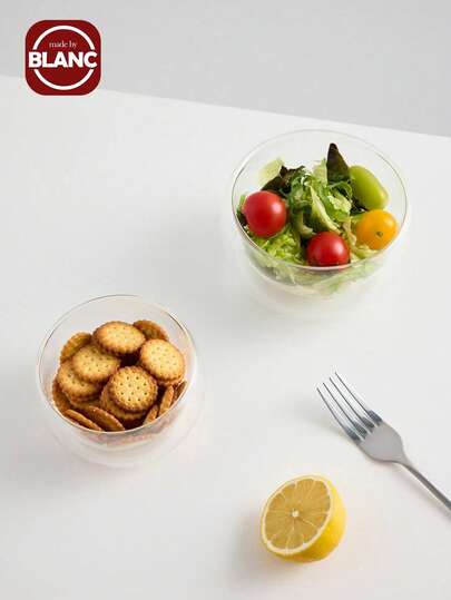 Transparent High Borosilicate Heat-Resistant Glass Tableware - Double-Walled Glass Mixing Bowls For Baking, Salad, Yogurt & Meal Prep, Kitchen Essentials (Aesthetic Transparent Serving Bowls)