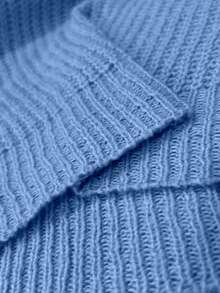 Calvaya Suéter informal de talla grande de unicolor con cuello en V y hombros caídos, otoño/invierno - Celeste - Ver 8