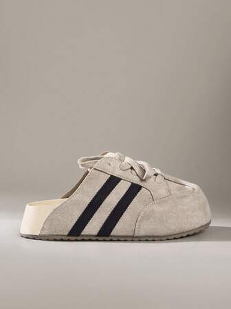 Solecia 厚底封闭式趾套穿杏色舒适平底女式凉鞋