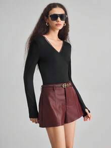 Ontre Bodyduit de encaje elegante 2025, adecuado para 5-15°C, prenda para capas para el trayecto y uso diario, otoño - Negro - Ver 4