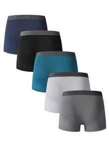 Manfinity Underwear&Sleepwear Basics 5pcs/Pack Plus Size Men's Boxer Briefs