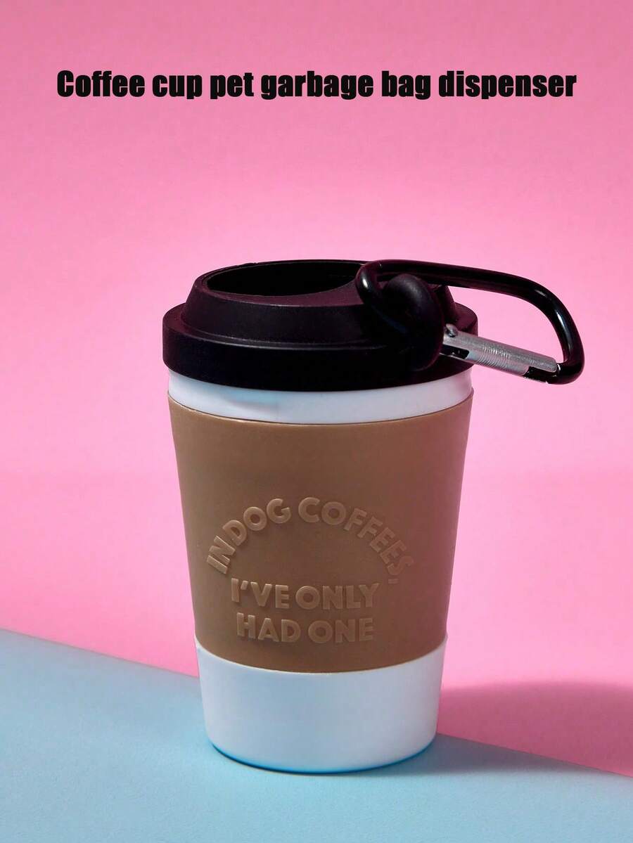 PETSIN Coffee Cup Pet Garbage Bag Dispenser, Portable Outdoor Dog Poop Bag Holder - Khaki - View 1