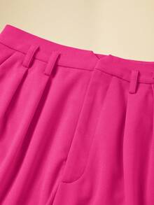 Amorya Pantalones de traje sencillos y lisos para mujer en otoño/invierno - Rosa Fucsia - Ver 8