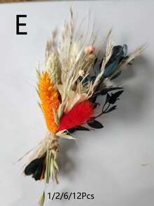 SHEIN 1/2/6/12 件迷你干花花束、装饰、伴娘求婚花童礼盒、波西米亚风婚礼餐桌中心装饰、小干蒲苇花瓶装饰、小干花生日蛋糕装饰礼物毕业、秋季装饰、秋季