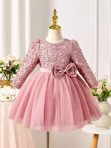 Váy dạ hội đính sequin lấp lánh thanh lịch cho bé gái - Hồng - Xem 7