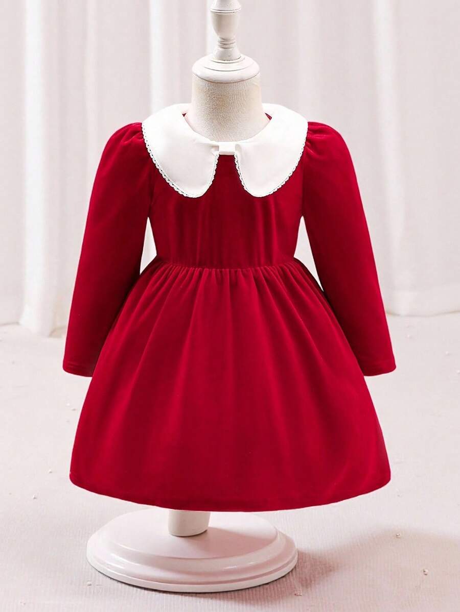 Glamorique Kids Vestido de Festa de Natal para Bebê Menina, Vestido de Natal para Bebê Menina, Vestido Borgonha para Bebê