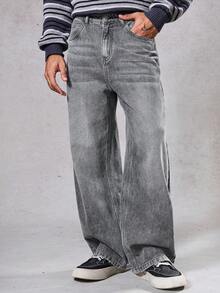 DAZY Jeans de mezclilla gris desgastado para hombre, otoño - Gris - Ver 6