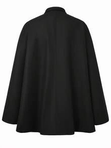 Manfinity Homme Men's Simple Casual Solid Color Single-Button Cape Oversized Overcoat , Fall Winter - Black - View 2