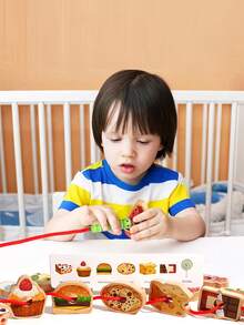 Zazumi Hungry Caterpillar String Threading Toy Educational Montessori Fine Motor Skills Toys For Toddlers Kids Travel Activities Learning Developmental Toys Party Favors Preschool Classroom - Multicolor - View 5