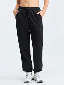 女士三件套抽绳腰斜插口袋休闲裤 - 彩色 - 查看 7