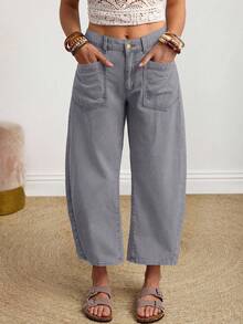 EMERY ROSE Quần jeans ống loe rách cá tính dành cho kỳ nghỉ của phụ nữ - Xám - Xem 3