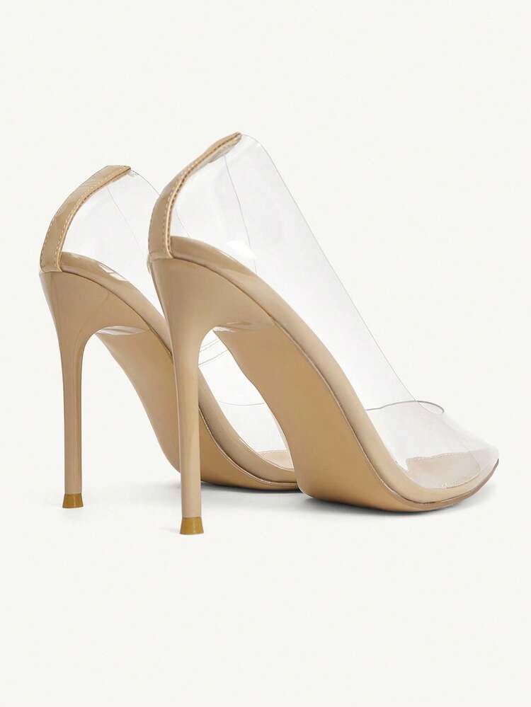 CUCCOO SZL Sexy Fashion Pointed Toe Transparent Fuchsia High Heel Pumps, Suitable For Party, Date Night, Spring Casual Outfit, Night Look For Christmas Spring Shoes