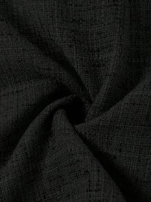 SHEIN Clasi 女士方领短袖休闲/工作衬衫，优雅纯色 - 黑色 - 查看 5
