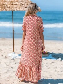 Sylviya 女士宽松休闲长裙 女士西部服装 女士嬉皮士服装 女士夏威夷服装 乡村音乐会服装 女士西部服装 狂欢服装 波西米亚风女装 女士西部服装 度假服装 - 彩色 - 查看 2