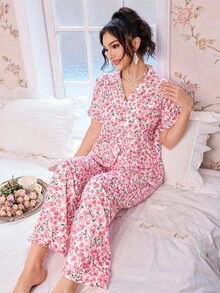 CottageSlumber 女士浪漫碎花领睡衣套装 - 彩色 - 查看 5