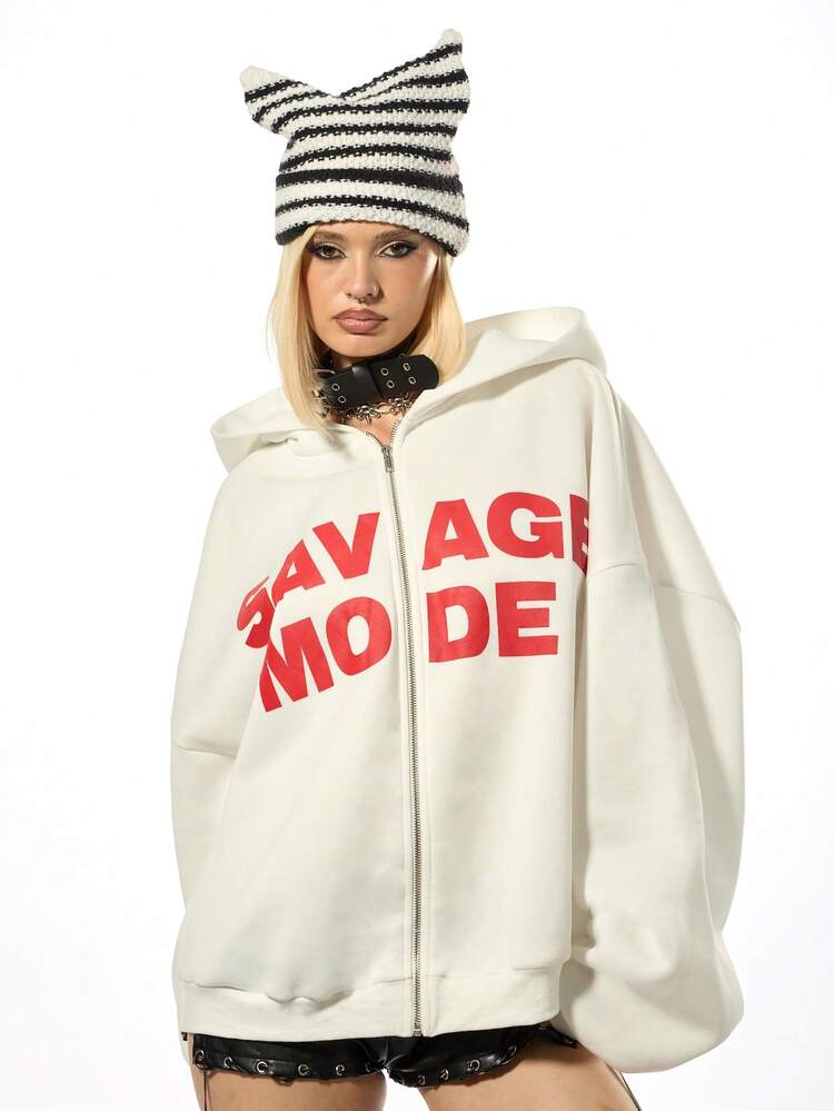 SUMWON WOMEN Zip Through Hoodie With Drawstring And Pocket