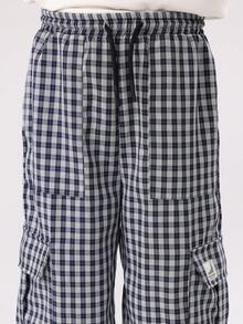 SUMWON 男童复古街头风格两件套涂鸦印花套装，含格纹工装裤，冬季秋季休闲宽松街头服饰套装 - 杏色 - 查看 6