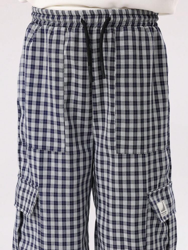 Graffiti Print Sweatshirt With Check Cargo Pants