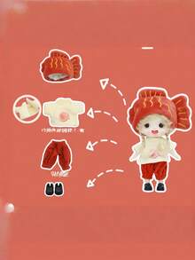 POKOJA LAND 1个鲷鱼烧红棕色娃娃，关节可动，动漫人物收藏玩具，可爱可摆造型角色，适合展示和送礼（非毛绒填充） - 彩色 - 查看 10