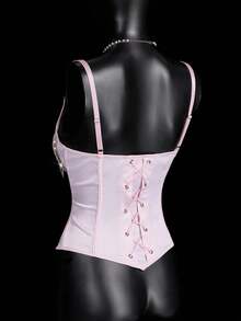 SHEIN ICON 女士粉色水晶吊坠流苏文胸吊带背心，适合派对和休闲场合 - 粉色 - 查看 7