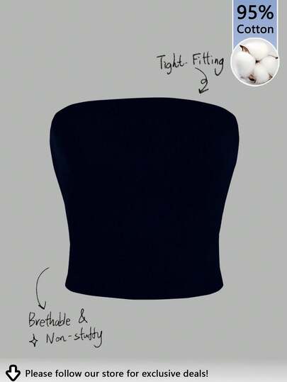 Tseoso 95% 纯棉女式黑色抹胸紧身休闲上衣，适合所有季节，可爱，适合夏季和秋季，复古，可爱的夏季上衣，柔软女孩，家居，返校，秋季女装，多功能，乡村，运动，俱乐部，初秋