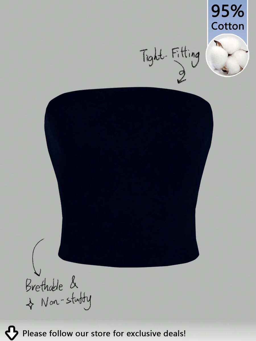 Tseoso 95% 纯棉女式黑色抹胸紧身休闲上衣，适合所有季节，可爱，适合夏季和秋季，复古，可爱的夏季上衣，柔软女孩，家居，返校，秋季女装，多功能，乡村，运动，俱乐部，初秋 - 彩色 - 查看 1