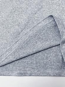 SHEIN 青少年男孩海军蓝撞色圆领简约廓形长袖上衣和裤子紧身家居服套装，休闲、学院风、舒适、时尚、百搭、面料柔软，适合日常穿着、上学、郊游、户外、居家、秋冬、返校 - 藍白色 - 查看 7