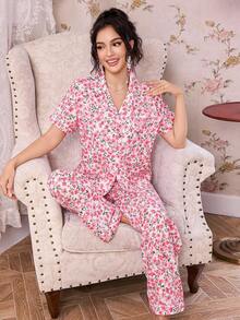 CottageSlumber 女士浪漫碎花领睡衣套装 - 彩色 - 查看 6