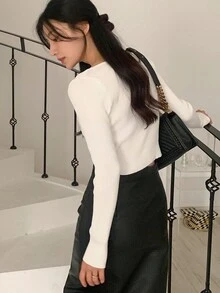 DAZY Women's Fashionable Casual Solid Color Turtleneck Bodycon Sweater