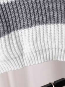 Sparklyn 青少年女孩条纹图案圆领休闲长袖套头毛衣 - 彩色 - 查看 6