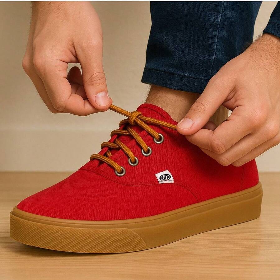 Men Canvas Shoes - Red - View 1