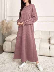 Lacomfia Áo nỉ dài tay có mũ trùm đầu màu trơn thường ngày dành cho nữ - Hồng - Xem 2