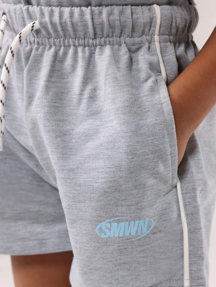 Double Layer T-Shirt And Shorts Set With Drawstring