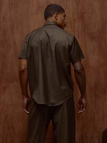 Musero Short Sleeve Collard Button Through Smart Style Hidden Placket Shirt Fall/SPRING SUMMER - Grey - View 4