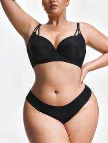 SHAPORA 1 pièce Soutien-gorge push-up à armatures noir avec bonnets 3/4 moulés et bretelles croisées, style sexy exposé, soutien-gorge grande taille et sans armatures, convient pour le quotidien, le bureau, la maison, forme en S