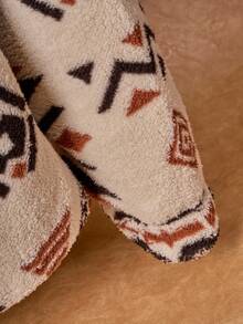 Manfinity Hypemode Fleece, Geometric Print Men's Graphic Western Jacket, Fall Winter - Beige - View 7