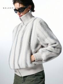 LYSMO 女式蓬松长袖休闲夹克，带口袋，秋冬 - 彩色 - 查看 5