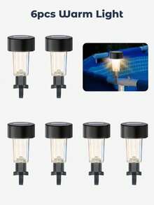 Teckwe 6 件户外太阳能泳池灯 LED 栅栏灯 防水灯 黄昏/黎明自动开关 适用于泳池栅栏、花园、门廊、过道、家居装饰 - 黑色 - 查看 8