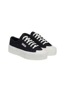 Superga 2631 Stripe Platform Women Sneakers Black S5111SW - Black and White - View 2