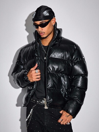 Street Life Veste d'hiver à col roulé unie, chaude et polyvalente pour homme