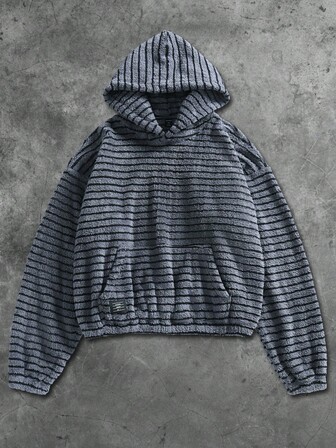 Street Life sweat-shirt à capuche texturé style de rue rayé unisexe, automne/hiver