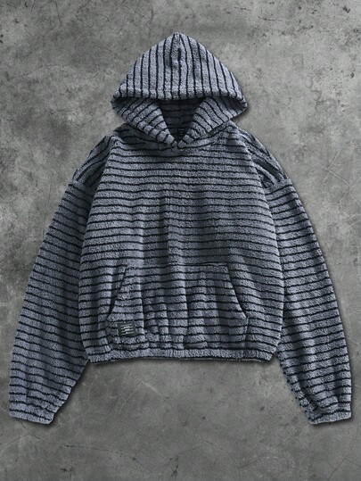 Street Life هودي سويت شيرت مخطط ذو نسيج عصري، خريف/شتاء