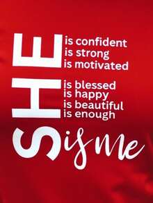 INAWLY Women's T-Shirt Printed With Letter And Graphic Combination For New Year Clothes Graphic Tees Women Tops - Red - View 4