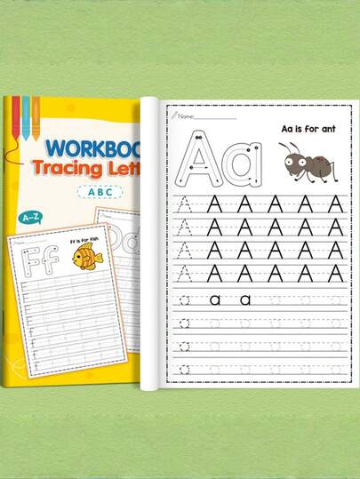 MINKOJA Alphabet Letter Tracing Book Preschool To Kindergarten Handwriting Practice, Daily Letter Tracing & Coloring Sheets, Pencil Grip Control Training - Ideal For Early Learning & Fine Motor Skills Development
