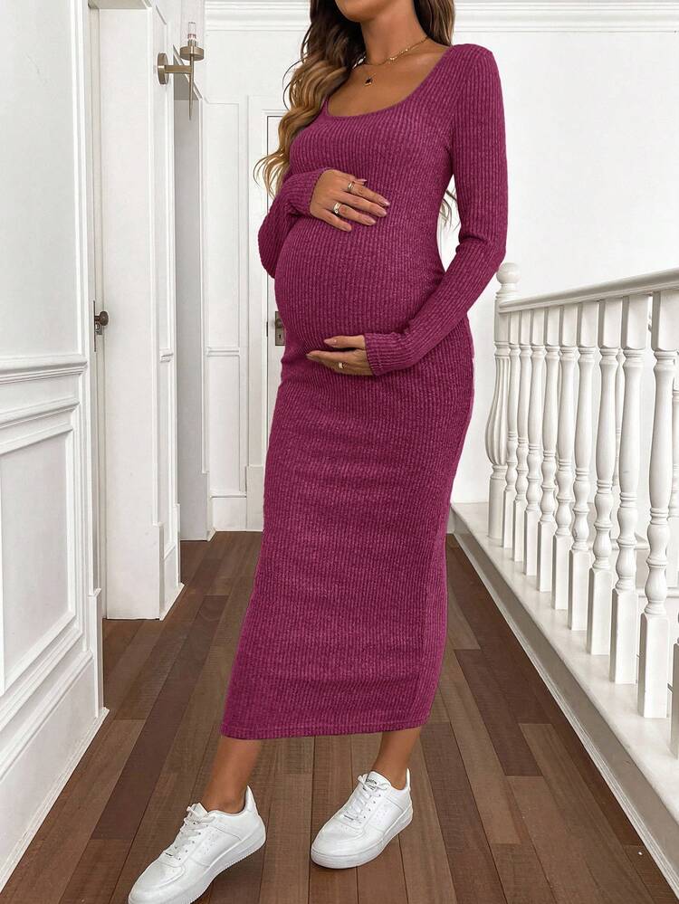long sleeve purple maternity dress Long Sleeve Empire Waist Maxi Dress