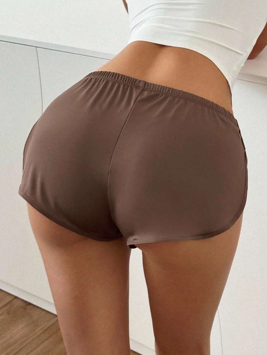 Aloruh Cozy Fall Elegant Lady's Autumn Khaki And Brown Brown Sexy Color, Comfortable Plain-Colored Casual Underwear, Designed For Both Men And Women